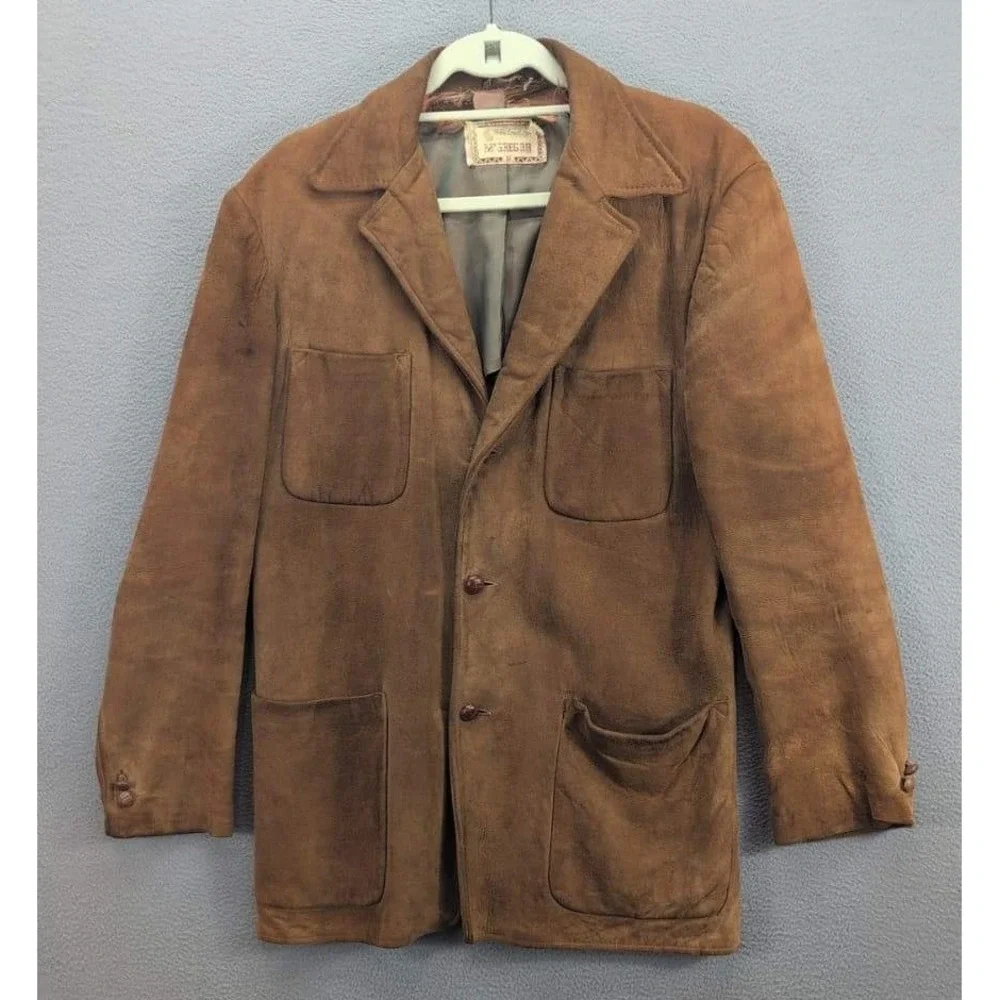Vintage McGregor Blazer Suede Leather Sport Coat Jacket Men's 38 USA Rodeo Brown